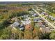 Wide aerial shot capturing the home's position within the community and surrounding trees at 7717 Foxbear Ct, New Port Richey, FL 34655