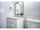 Stylish bathroom with a floating vanity and toilet at 4209 Prince Pl # A, New Port Richey, FL 34652
