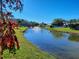 Peaceful canal view with lush landscaping and homes in the background at 11732 Carissa Ln # B, New Port Richey, FL 34654