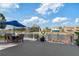 Enjoy waterfront views from this expansive patio, complete with a dining set and umbrella at 3207 Hibiscus Dr, Hernando Beach, FL 34607