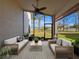 Open-air lanai featuring comfortable seating and scenic backyard views at 9519 Green Needle Dr, New Port Richey, FL 34655