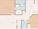 Floor plan layout illustrating the primary bedroom, kitchen, living room, and bathroom at 11532 Holly Ann Dr, New Port Richey, FL 34654