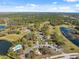 Aerial view of a community offering a golf course, tennis courts, and picturesque landscaping at 7414 Heather Walk Dr, Weeki Wachee, FL 34613