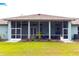 Beautiful screened patio with a large, comfortable seating area and views of the well-manicured lawn at 10030 Orchard Way, Spring Hill, FL 34608