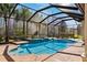 Stunning backyard pool with spa, screened in enclosure, and palm trees at 20200 Lace Cascade Rd, Land O Lakes, FL 34637