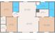 Detailed floor plan showcasing the layout with an eat-in kitchen, living room, bedrooms, bathrooms, and walk-in closets at 3323 Parlow Ave, Spring Hill, FL 34606