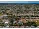 Bright aerial view of a single Gathering home featuring a green lawn and mature trees at 3540 Linkwood St, New Port Richey, FL 34652