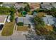 Aerial view of a home with a spacious yard, an above ground pool, and lush greenery at 3540 Linkwood St, New Port Richey, FL 34652