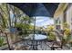 Relaxing outdoor patio furnished with comfortable seating, perfect for enjoying the beautiful view at 3912 Rudder Way, New Port Richey, FL 34652