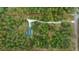 Real estate boundary line of wooded home site with long drive and green storage sheds at 16325 Hibiscus Rd, Brooksville, FL 34601