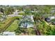 Backyard of home with lush green grass and shade with fenced-in yard at 1888 Douglas Ave, Dunedin, FL 34698