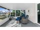 Cozy screened porch with comfortable seating, offering a relaxing outdoor space to enjoy the surroundings at 8225 Channel Dr, Port Richey, FL 34668