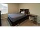 Comfortable bedroom featuring a bed with storage, carpet floors, and ample space at 11134 Horned Owl Rd, Weeki Wachee, FL 34614