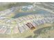 Aerial view of a residential community with a home outlined in red near a serene pond and neighborhood amenities at 17026 Shell Bay Dr, Land O Lakes, FL 34638
