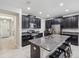 Modern kitchen with dark cabinets, granite countertops, a large island, and stainless steel appliances at 19504 Lily Pond Ct, Brooksville, FL 34601