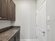 Laundry room features a countertop, cabinets, and a door leading outside at 19504 Lily Pond Ct, Brooksville, FL 34601