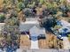 Drone shot of home showing an enclosed swimming pool and mature trees at 12242 Greenwood St, Brooksville, FL 34613