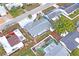 An aerial view displays the cozy neighborhood with well-maintained homes and manicured lawns at 3736 Sail Dr, New Port Richey, FL 34652