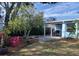 Inviting backyard featuring a covered patio, fire pit, and attractive landscaping at 5830 34Th N Ave, St Petersburg, FL 33710