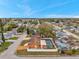 Aerial view of the home with an in-ground pool, screened-in patio, landscaped yard, and surrounding neighborhood at 9220 Saint Regis Ln, Port Richey, FL 34668