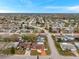 Wide aerial view showing neighborhood with tree coverage surrounding homes at 9220 Saint Regis Ln, Port Richey, FL 34668