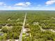 Expansive aerial view showcases property surrounded by lush green trees with The Gulf in the distance at 11345 Thrasher Ave, Weeki Wachee, FL 34614