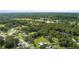 Wide shot aerial view showcases a residential area with houses surrounded by dense green trees at 12757 Circle Lake Dr, Hudson, FL 34669