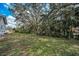 Lush backyard with mature trees, offering shade and privacy, creating a peaceful outdoor space at 5050 Limestone Dr, Port Richey, FL 34668