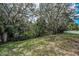 Private backyard with mature trees and lush greenery creates a serene and secluded outdoor space at 5050 Limestone Dr, Port Richey, FL 34668
