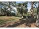 Secluded backyard featuring mature trees and lush vegetation with water views at 646 Riverside Dr, Tarpon Springs, FL 34689
