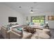 Bright living room with comfortable seating, ceiling fan, and a view of the outdoors at 7292 Sherman Hills Blvd, Brooksville, FL 34602