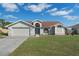 Charming single Gathering home features a 2-car garage and well-maintained lawn under a clear blue sky at 3606 Dow Ln, Spring Hill, FL 34609