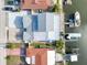 Close aerial view of home's roof and boat docks along the canal at 6228 Lonnie Lee Ln, Hudson, FL 34667