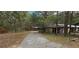 Exterior view of a property featuring an overgrown driveway and surrounding trees at 11617 Duda Rd, Hudson, FL 34667