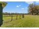 Serene backyard with a traditional wooden fence, lush lawn, and mature trees at 6413 Emerson Rd, Brooksville, FL 34601