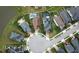 Aerial view of a neighborhood featuring homes, pools, green lawns, and cul-de-sac at 11611 Lake Blvd, New Port Richey, FL 34655