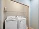 Functional laundry room with modern washer and dryer, wire shelf, and neutral decor at 2764 Countryside Blvd # 3, Clearwater, FL 33761