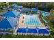 Overhead image of community pool area and swimming facilities including a lap pool at 28752 Falling Leaves Way, Wesley Chapel, FL 33543