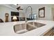 A close view of a kitchen sink and faucet, showcasing modern fixtures and a clean countertop at 3273 Bluestone Ave, Spring Hill, FL 34609