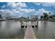 Scenic waterfront view showcasing a private dock and peaceful surroundings with boats and serene waters at 4048 Orient Dr, Hernando Beach, FL 34607