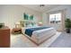 A modern main bedroom featuring stylish decor, a king-size bed, and ample natural light at 4707 Wallingford Ct # 4707, New Port Richey, FL 34655