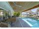 Lush backyard with inviting pool and waterfront access creates a perfect blend of relaxation and recreation at 8401 Carolyn Dr, Port Richey, FL 34668