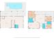 Combined floor plans of both floors of the house, showcasing pool, garage, and bedrooms at 8408 Damen Ln, Port Richey, FL 34668