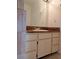 Bathroom featuring a granite topped vanity cabinet and a large mirror at 12401 Joel Ct, Tampa, FL 33612