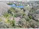 Aerial view showcasing the home's secluded lot near a serene lake at 14821 Sassandra Dr, Odessa, FL 33556