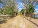 Long gated driveway surrounded by mature trees, ensuring privacy at 14821 Sassandra Dr, Odessa, FL 33556