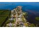 Aerial view of waterfront homes showing canal access, lush vegetation, and a tranquil neighborhood at 1616 Sea Breeze Dr, Tarpon Springs, FL 34689