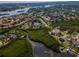 Aerial view features homes nestled among waterways and lush greenery in a tranquil neighborhood at 1616 Sea Breeze Dr, Tarpon Springs, FL 34689