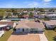 Expansive aerial view of a well-maintained single-Gathering home with a fenced backyard and an inviting swimming pool at 3428 Seffner Dr, Holiday, FL 34691