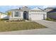 Charming one-story home with stone accents, a two-car garage, and a beautifully landscaped front yard at 3667 Autumn Amber Dr, Spring Hill, FL 34609